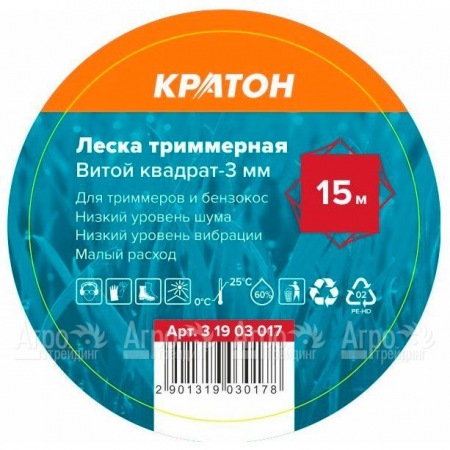 Леска триммерная Кратон Витой квадрат-3 мм  в Нижнем Новгороде